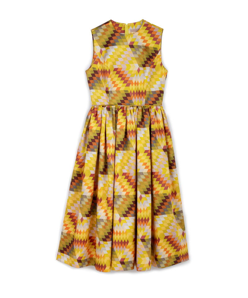 Machka Retro Pattern Dress Yellow