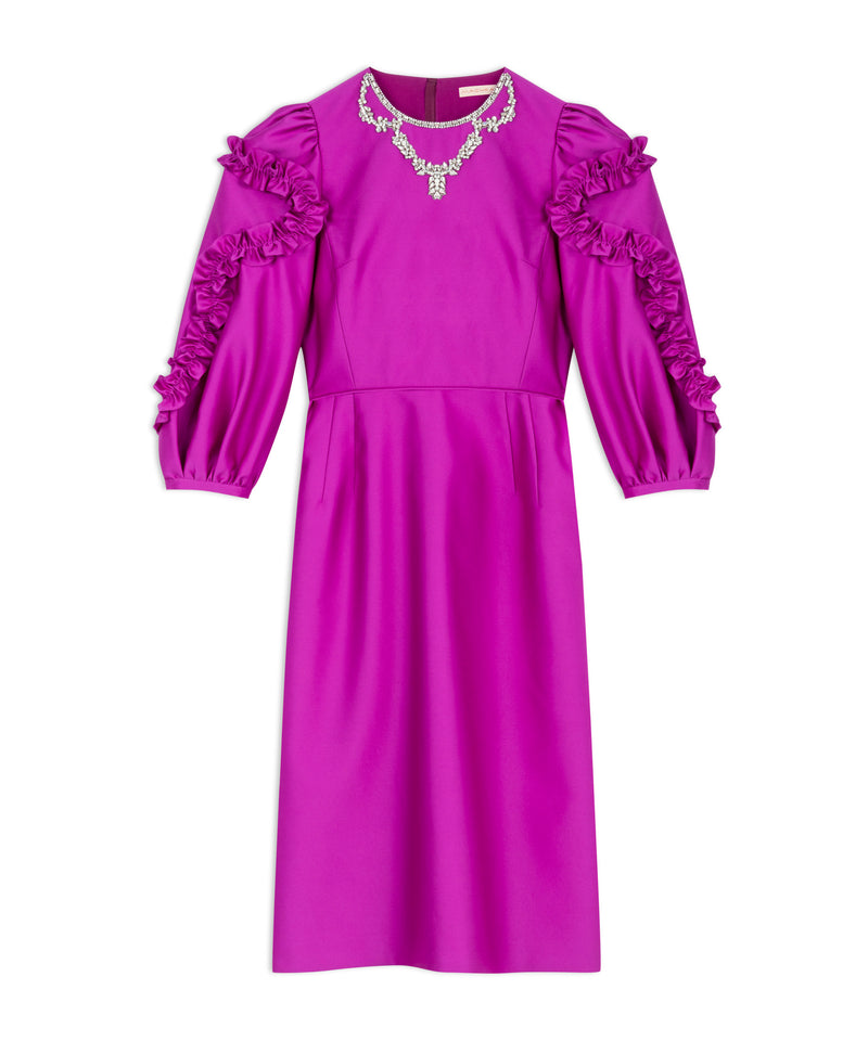 Machka Stone Embroidered Satin Duchess Dress Pink