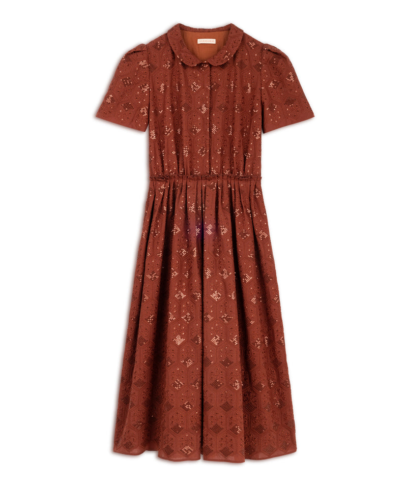 Machka Sequin Embroidered Dress Brick