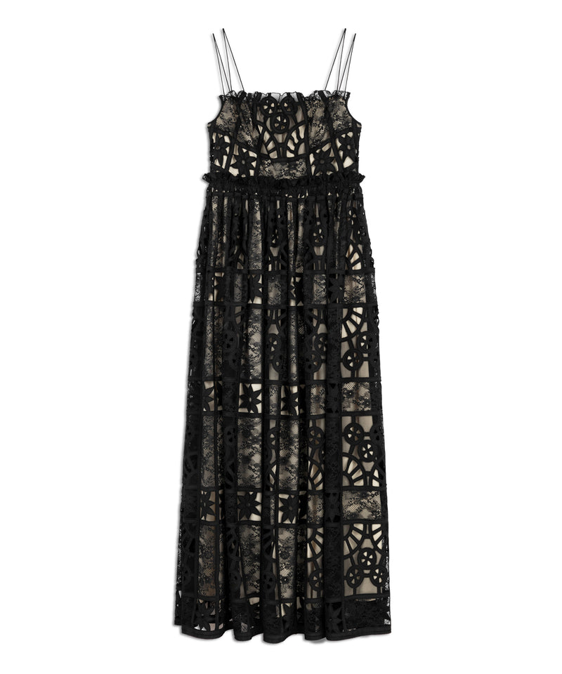 Machka Ruffled Lace Dress Black
