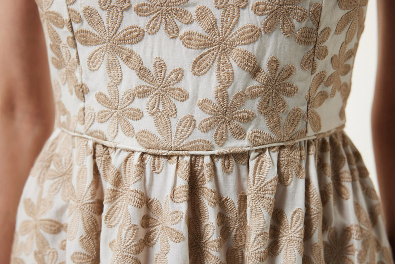 Machka Floral Embroidered Poplin Dress Terracotta