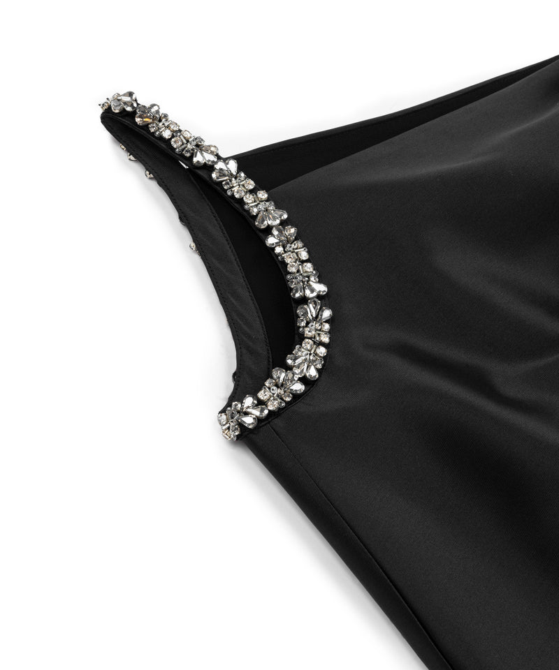 Machka Embroidered Asymmetric Flounce Dress Black