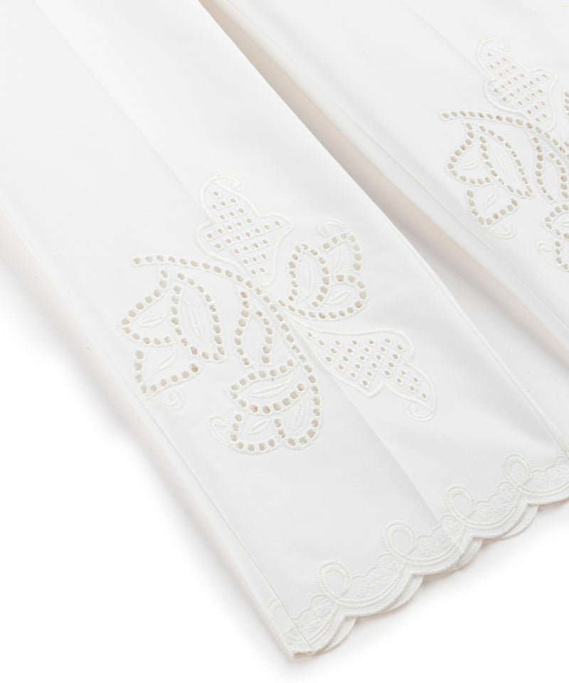 Machka Embroidered Straight Fit Trousers White