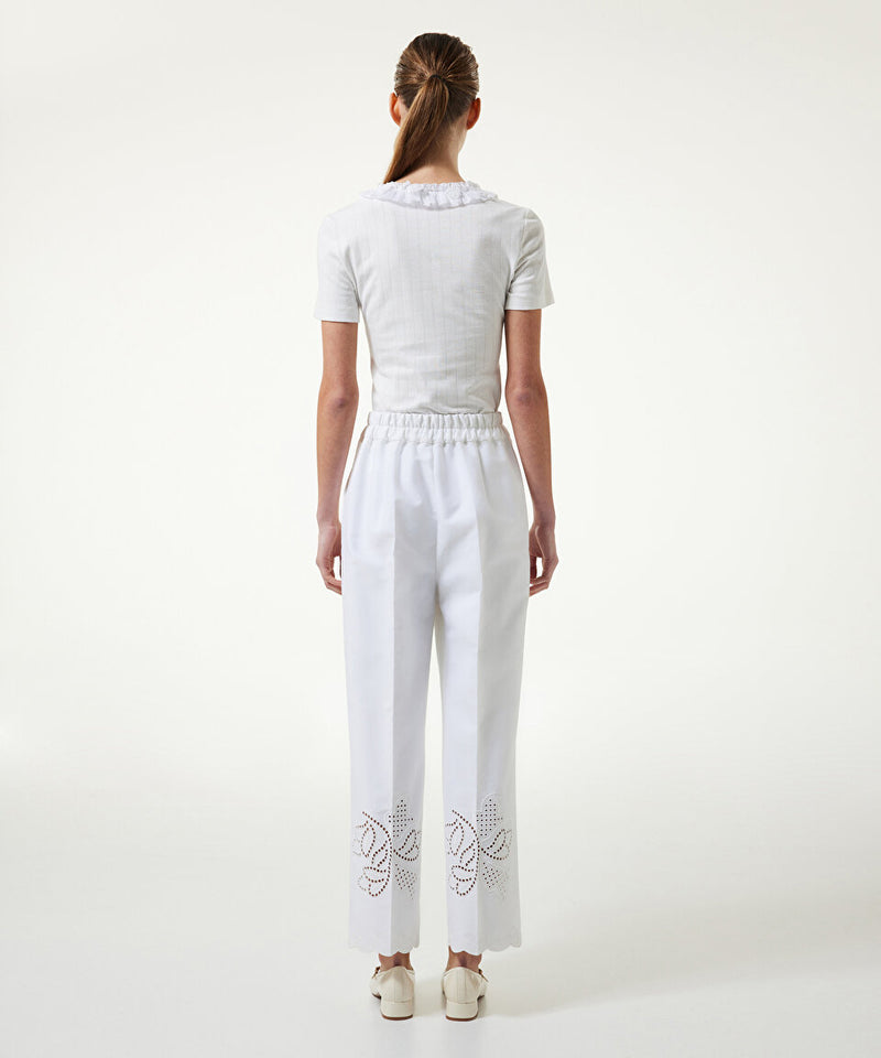 Machka Embroidered Straight Fit Trousers White