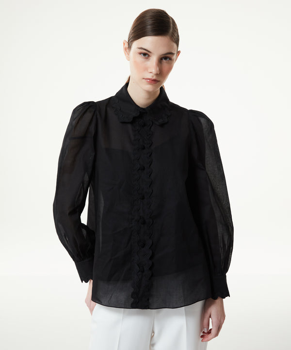 Machka Camisole Shirt With Grosgrain Stripe Black