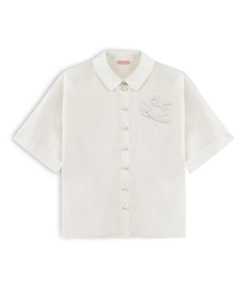 Machka Bird Embroidered Tunic White