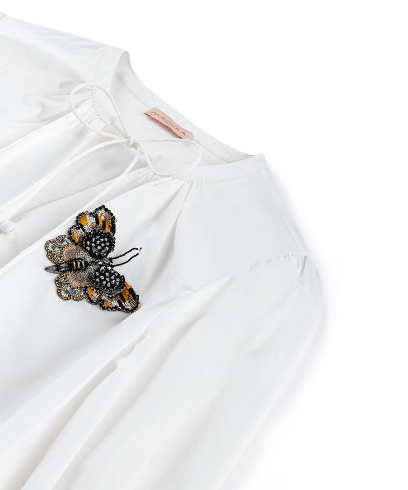 Machka Butterfly Embroidered Shirt Ecru