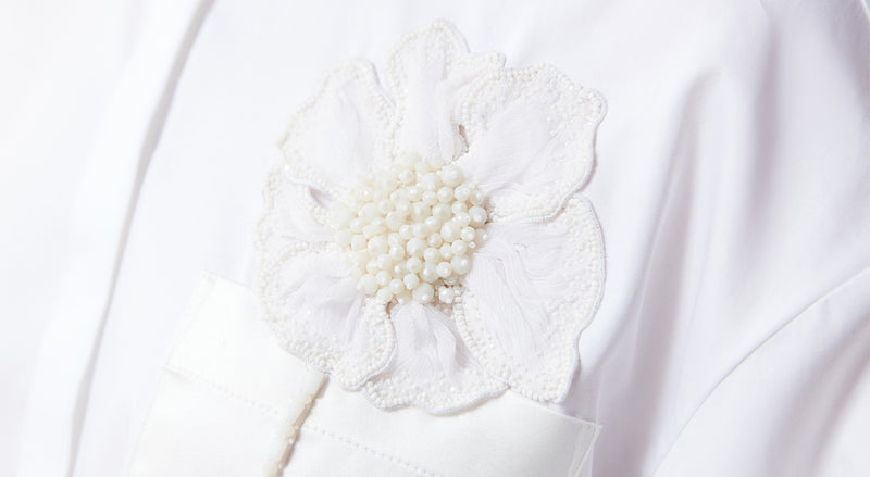 Machka Flower Embroidered Shirt White