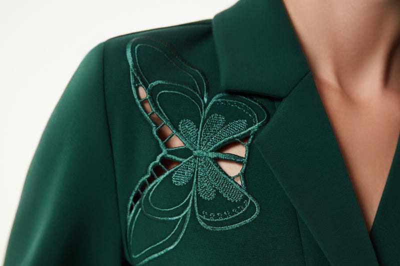 Machka Butterfly Embroidered Sweatshirt Dark Green