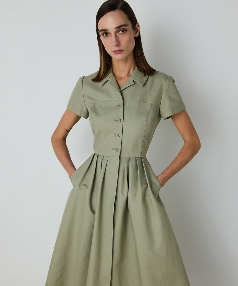 Machka Draped Shirt Dress Green