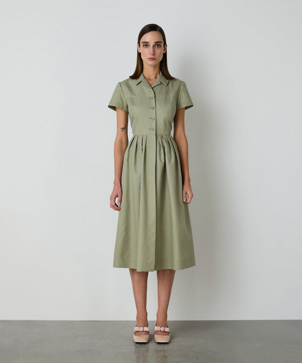 Machka Draped Shirt Dress Green