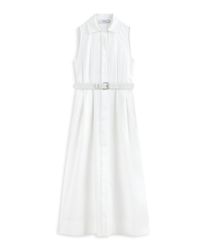 Machka Leather Belt Dress White