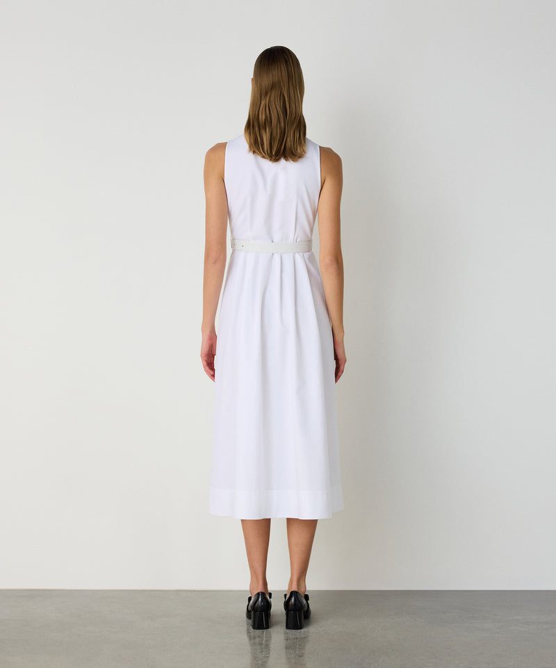 Machka Leather Belt Dress White