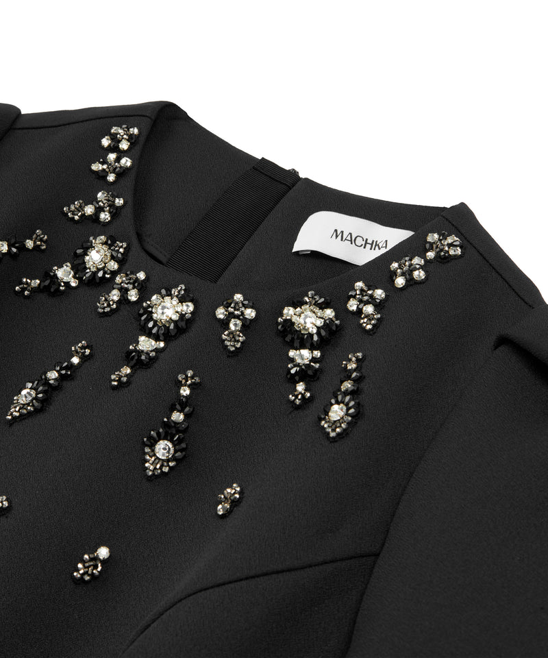 Machka Embellished Detail Short Sleeve Dress Black