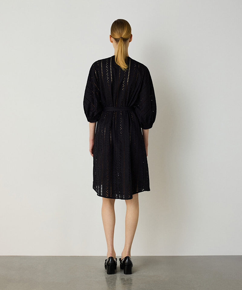 Machka Embroidered Shirt Dress Black