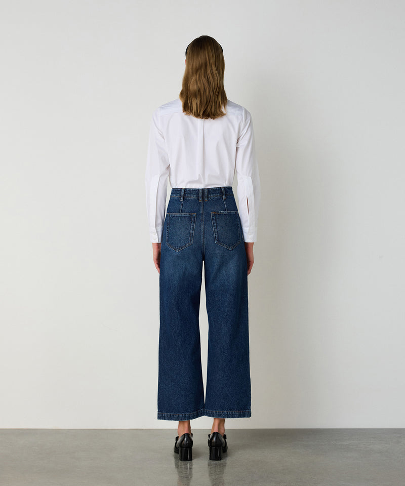 Machka Wide Leg Fit Denim Pants Indigo