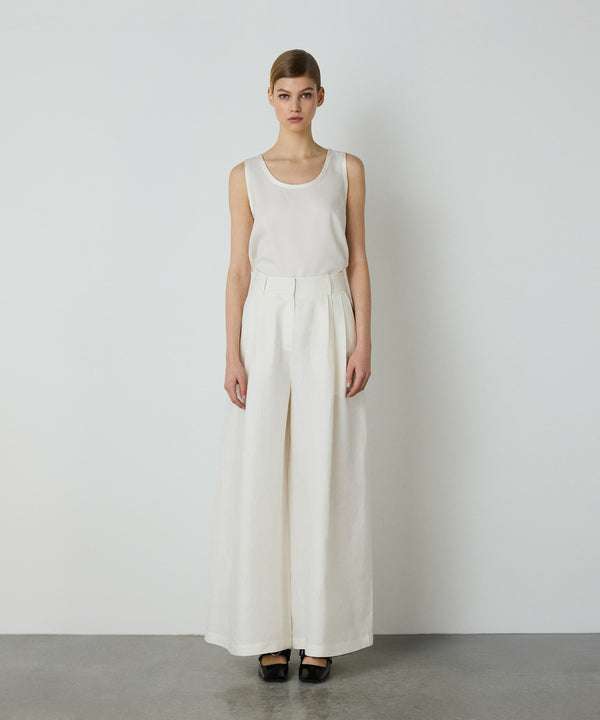 Machka Wide-Cut Linen Trousers White