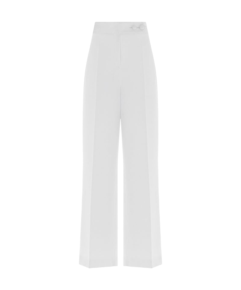 Machka High Waist Button Detail Trousers White