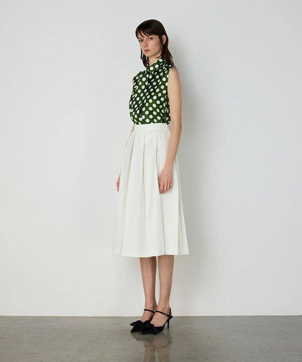 Machka Pleated Gabardine Skirt White