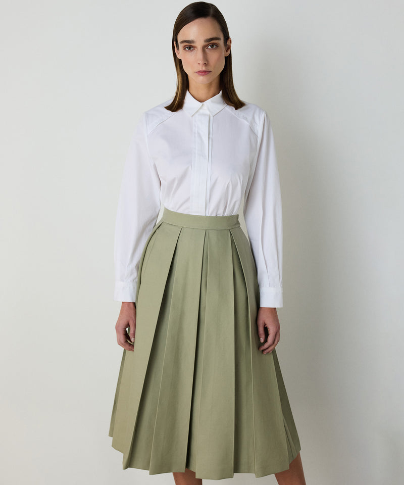 Machka Pleated Gabardine Skirt Green