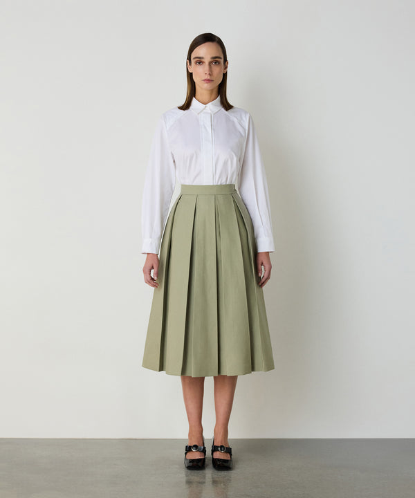 Machka Pleated Gabardine Skirt Green