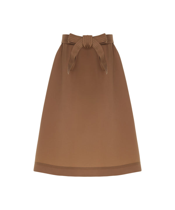 Machka Belted A-Line Skirt Dark Beige