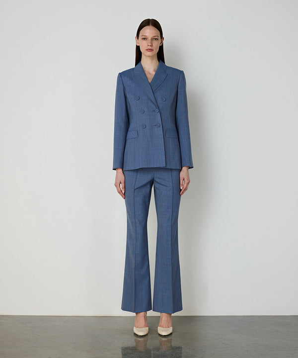 Machka Ribbed Stitched Trousers Light Blue