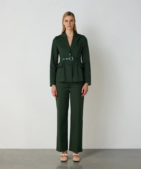 Machka Belted Mono Collar Blazer Green