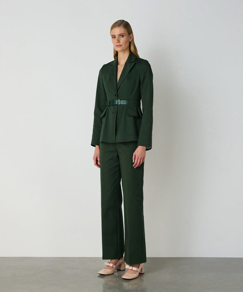 Machka Belted Mono Collar Blazer Green