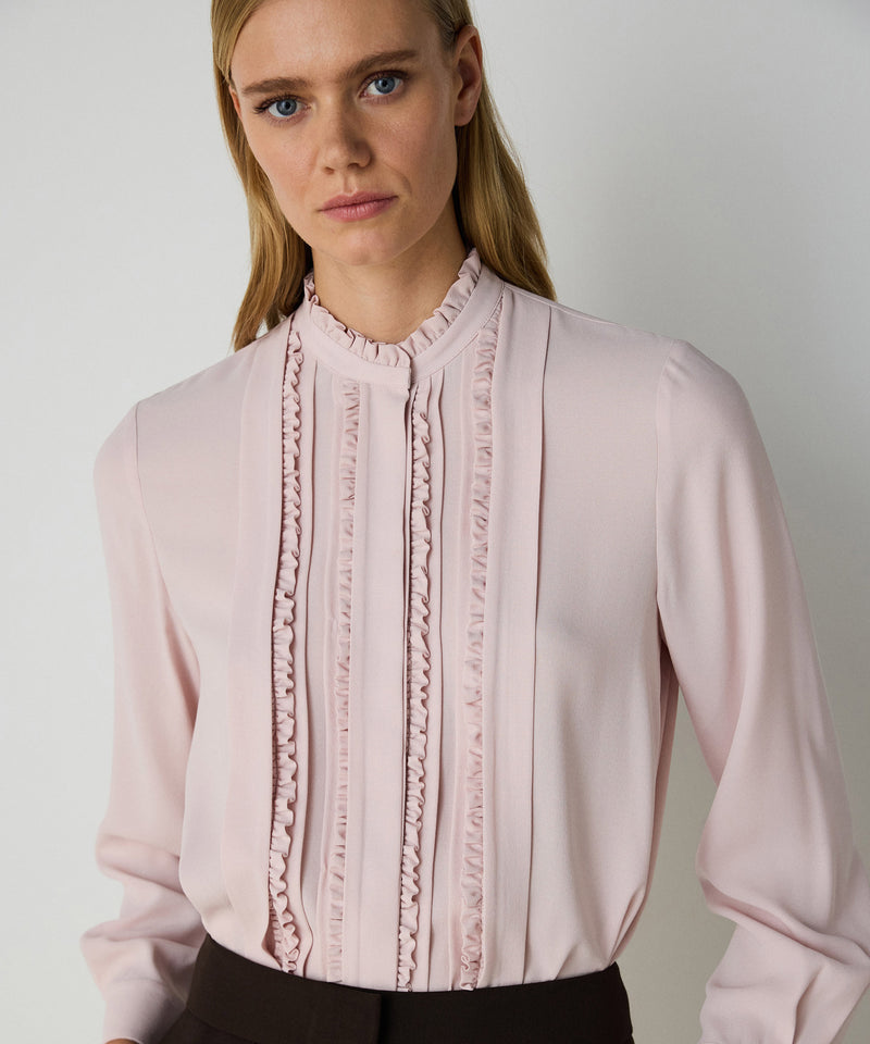 Machka Ruffle Silk Blouse Powder