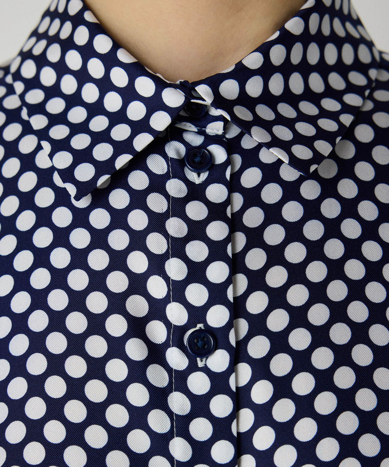 Machka Polka Dot Pattern Silk Shirt Navy