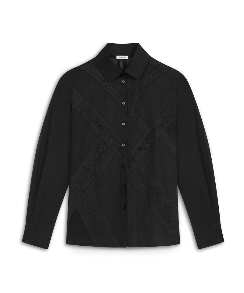 Machka Lace Mix Poplin Shirt Black