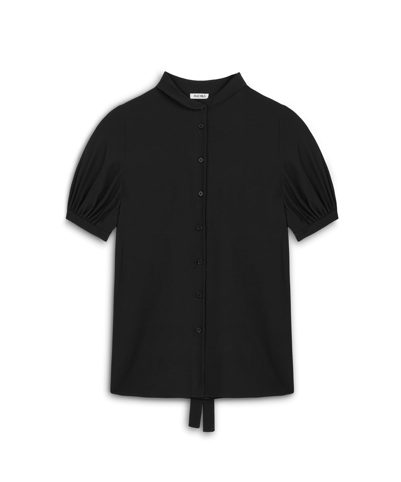 Machka Silk Shirt With Tie Collar Black