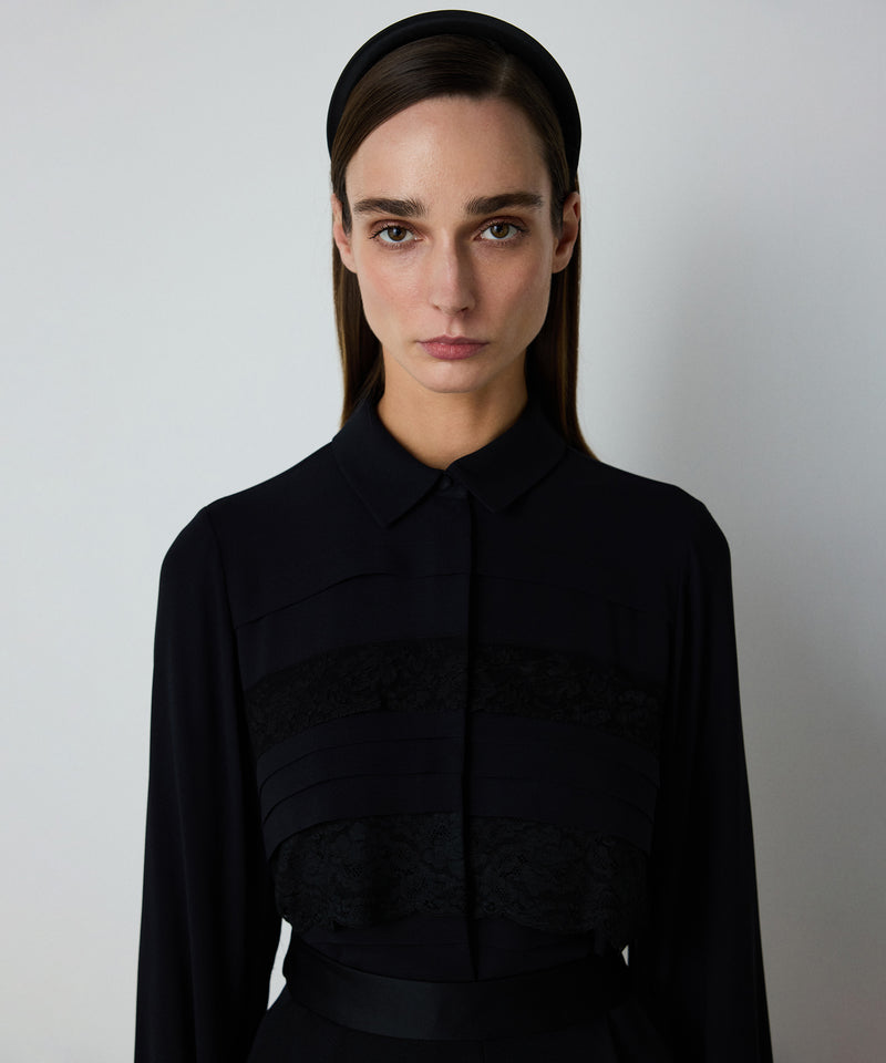 Machka Lace Mix Silk Shirt Black