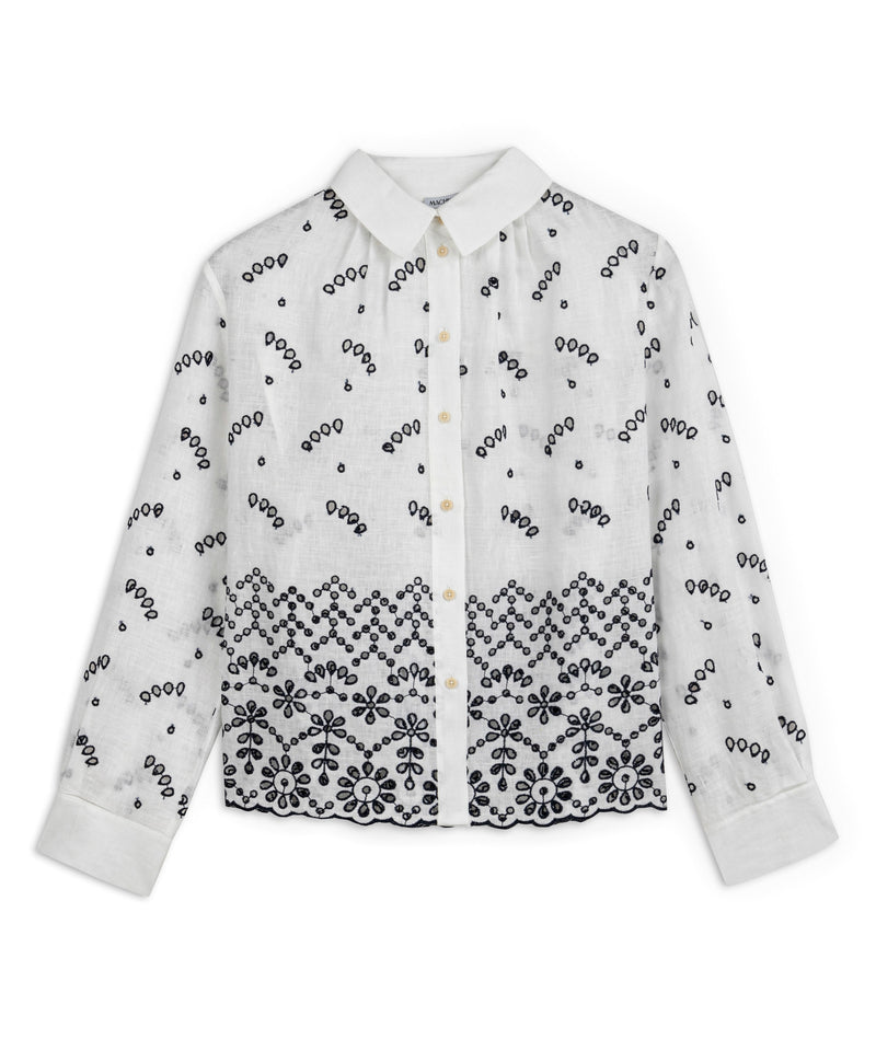 Machka Feather Linen Shirt White