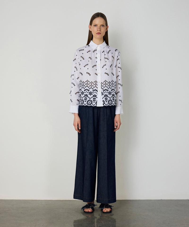 Machka Feather Linen Shirt White