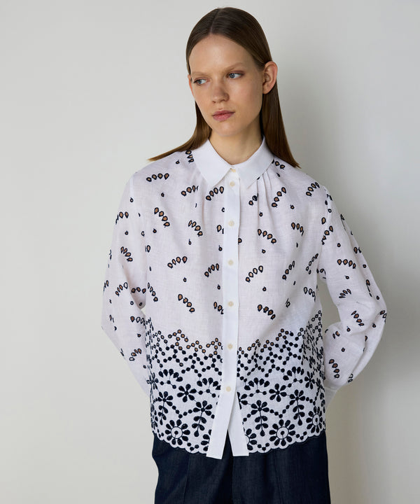 Machka Feather Linen Shirt White