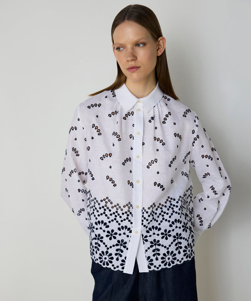 Machka Feather Linen Shirt White