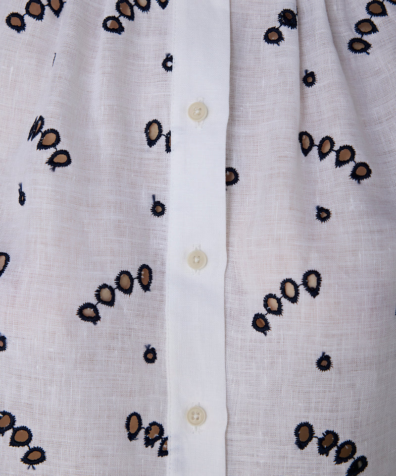 Machka Feather Linen Shirt White
