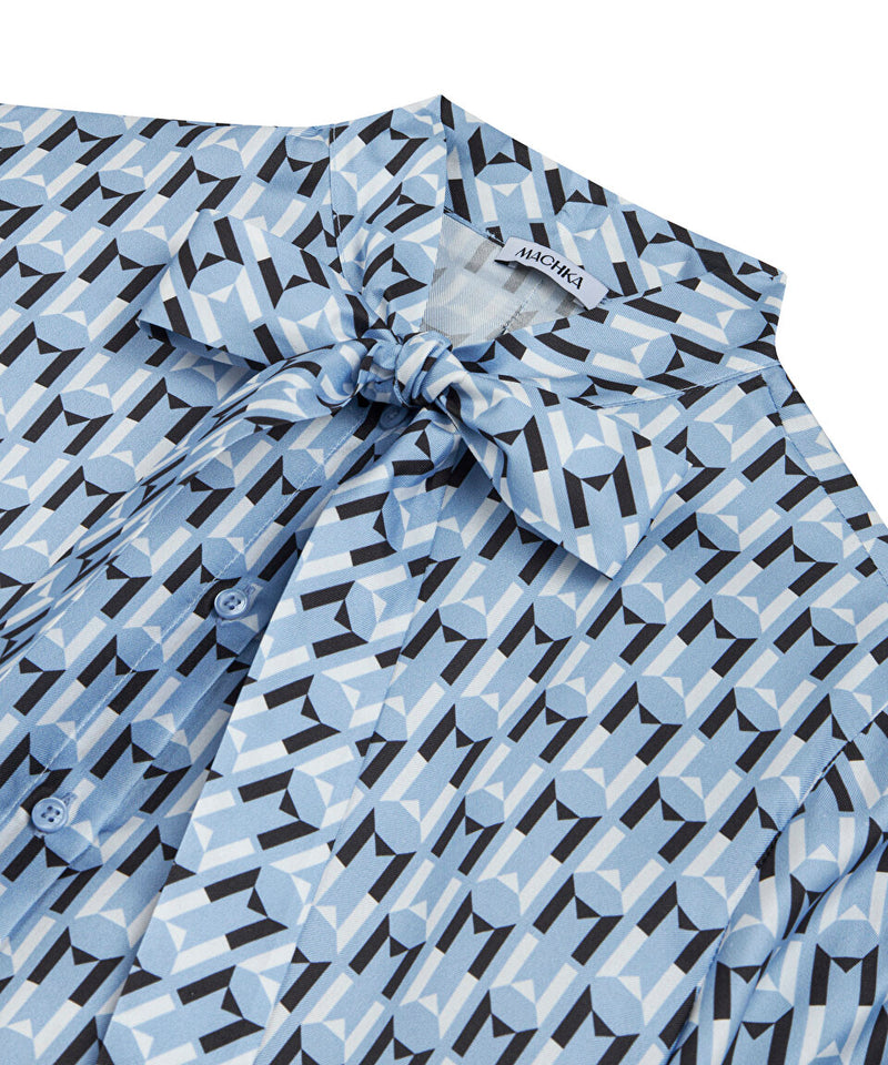 Machka Patterned Silk Shirt Blue