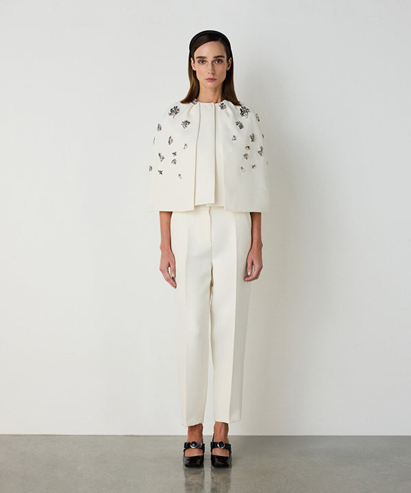 Machka Cigarette Fit Crepe Trousers Ecru