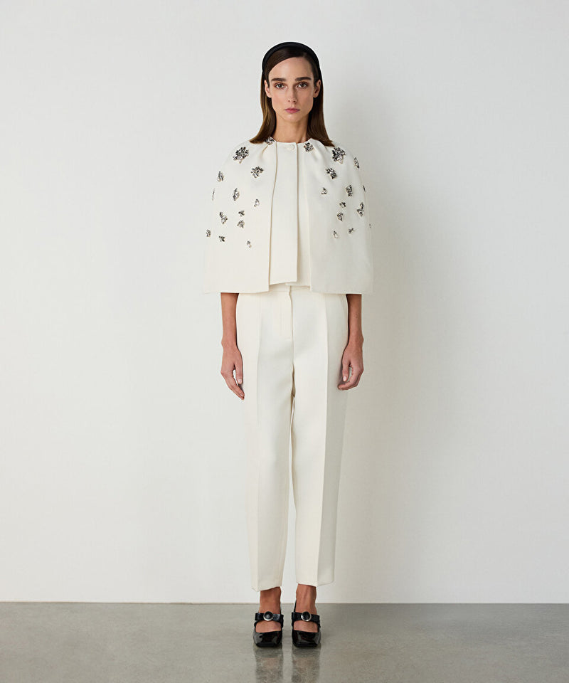 Machka Cigarette Fit Crepe Trousers Ecru