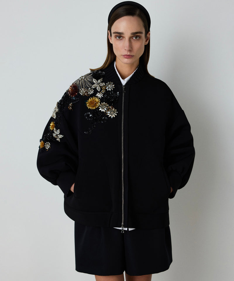 Machka Embroidered Oversize Sweatshirt Black