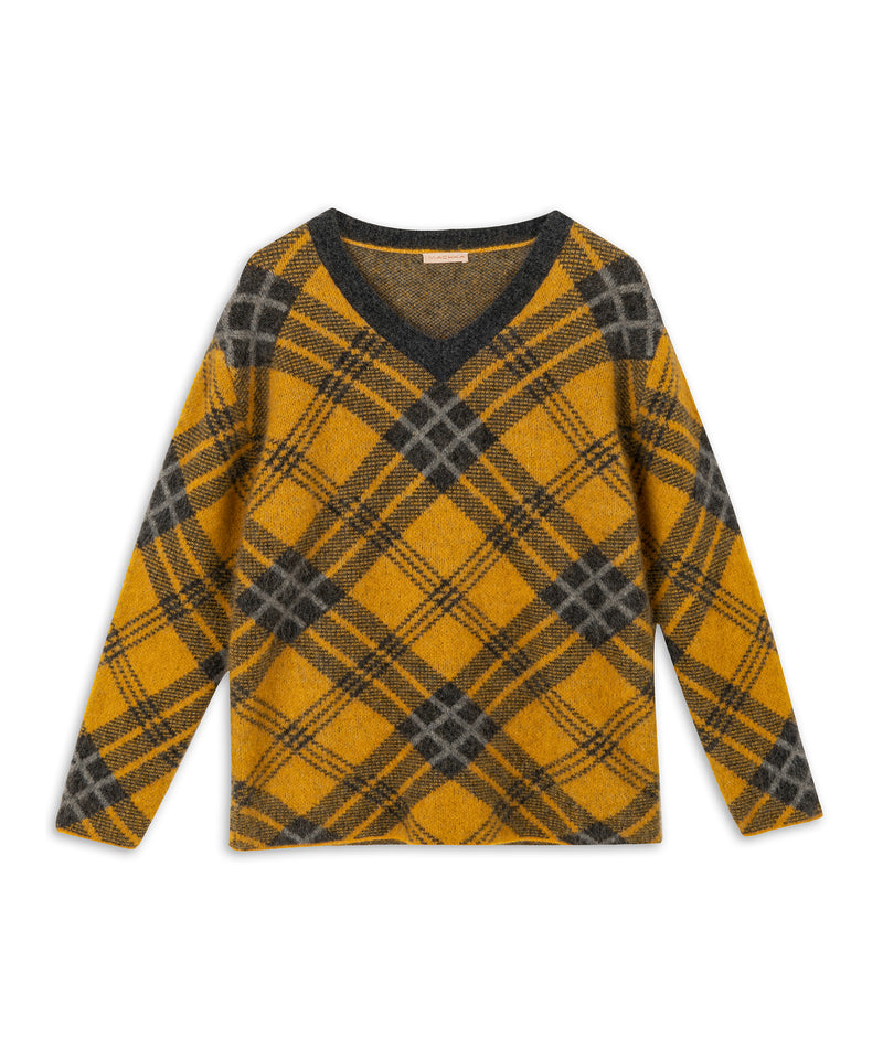 Machka Plaid Pattern Sweater Yellow