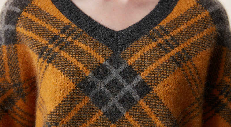 Machka Plaid Pattern Sweater Yellow
