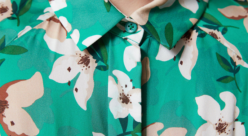 Machka Flower Pattern Shirt Dress Green