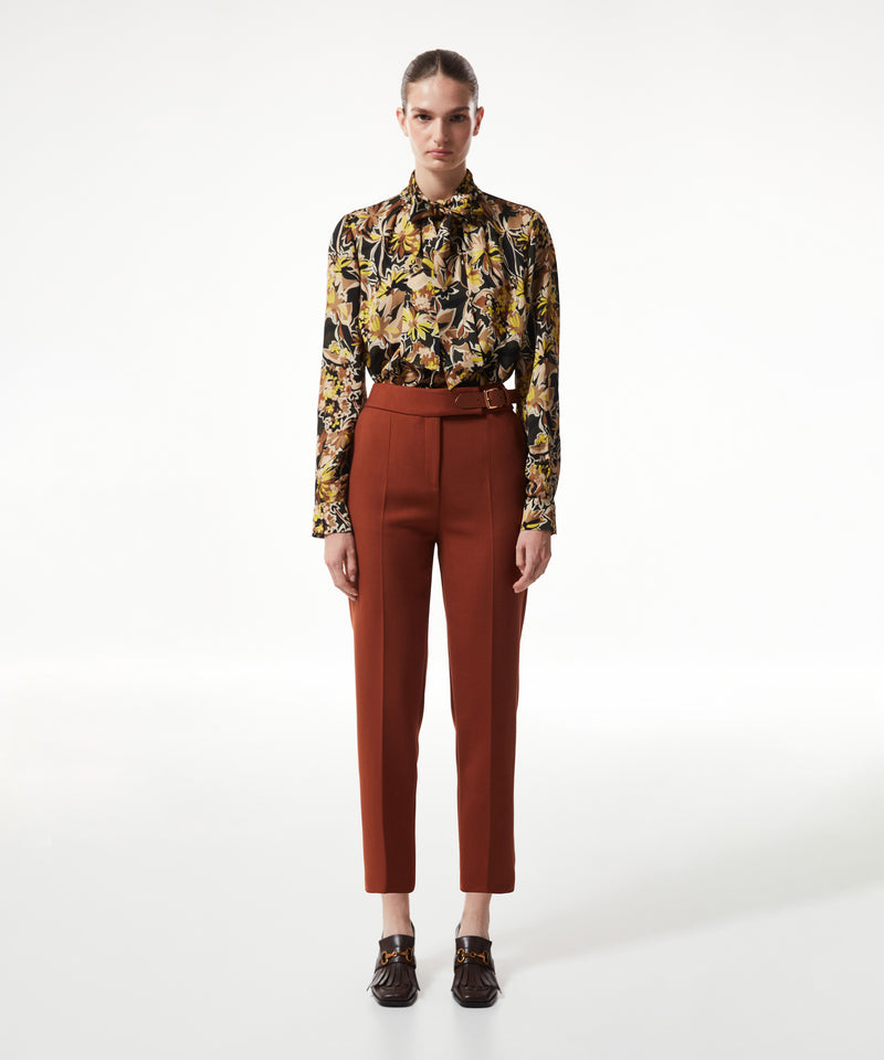 Machka Cigarette Fit Trousers With Belt Brick