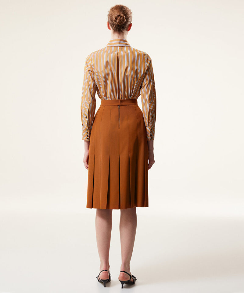 Machka Wool Blend Pleated Skirt Cinnamon