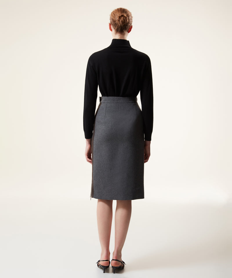 Machka Wool Side Zip Skirt Grey