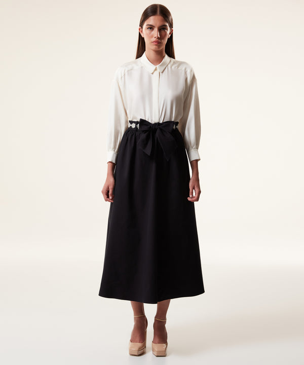 Machka Belt-Embellished Midi Skirt Black